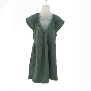 Old Navy‎ Womens Dress Small Tall Green V Neck Sleeveless Casual Tiered